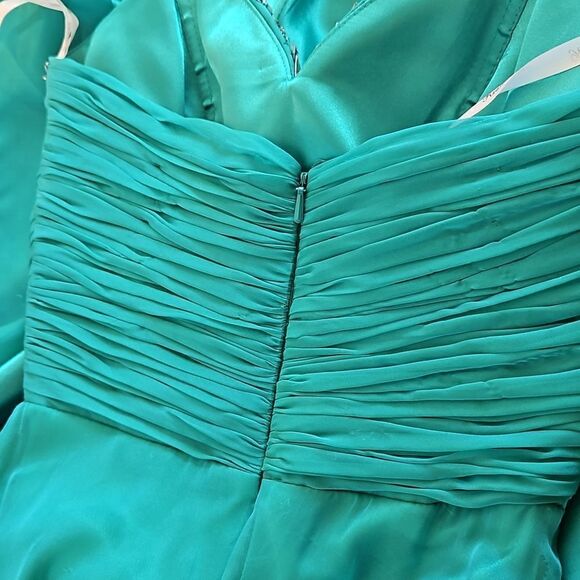 Rianna Couture Ladies Beaded Chiffon Strapless Dress Size 2 Emerald Green - Picture 15 of 16